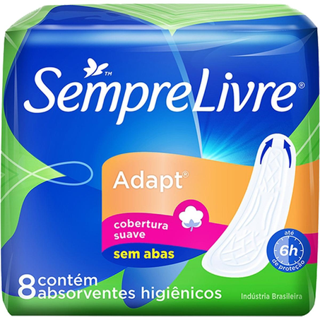 Absorvente Sempre Livre Adapt Suave - Sem Abas - Com 8 Absorventes