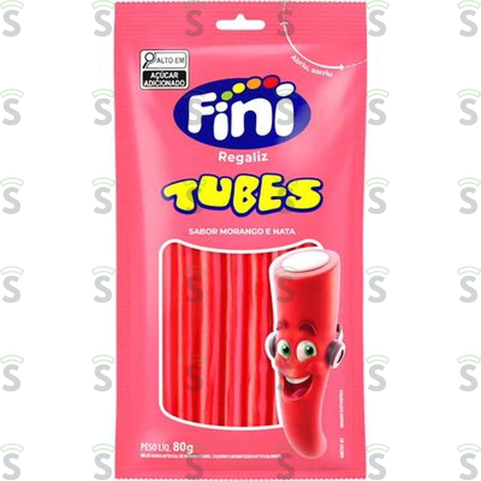 Bala Gelatina Fini Tubes Morango 80G