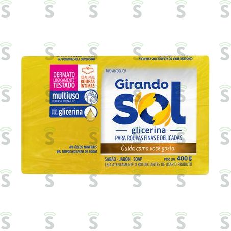  Sabão Em Barra Girando Sol Glicerina Embalagem 400g