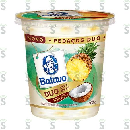  Iogurte Integral Abacaxi e Coco Batavo Pedaços Duo Pote 500g
