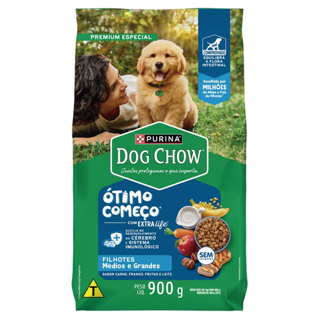 Ração Dog Chow 900g - Raças Médias e Grandes - Sabores