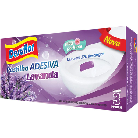 Desodorizador Pastilha Adesiva Desoflor Lavanda - Com 3 Unidades