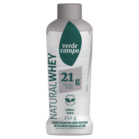 Iogurte Desnatado Verde Campo 21g Proteínas Zero Lactose Coco Garrafinha 250g 
 