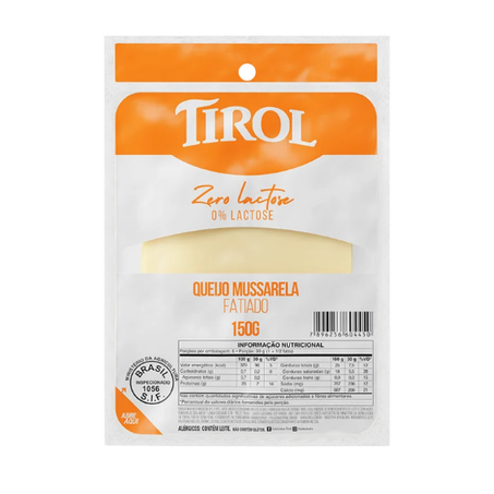 Queijo Mussarela Tirol Fatiado Sem lactose 150G