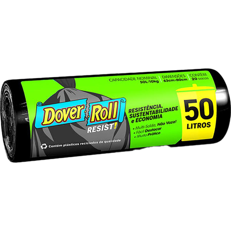 Saco para Lixo Dover Roll 50 Litros - Resist - Com 20 Sacos