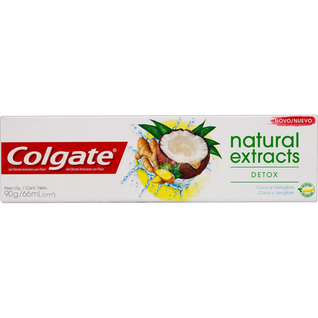 Gel Dental Colgate 90g - Natural Extracts - Detox - Coco e Gengibre
