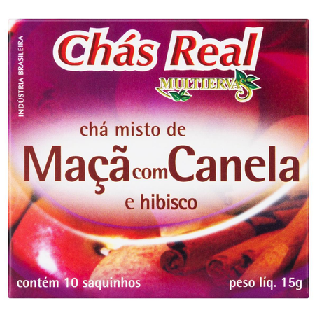 Chá Real 15g - Maçã com Canela - Com 10 Saquinhos