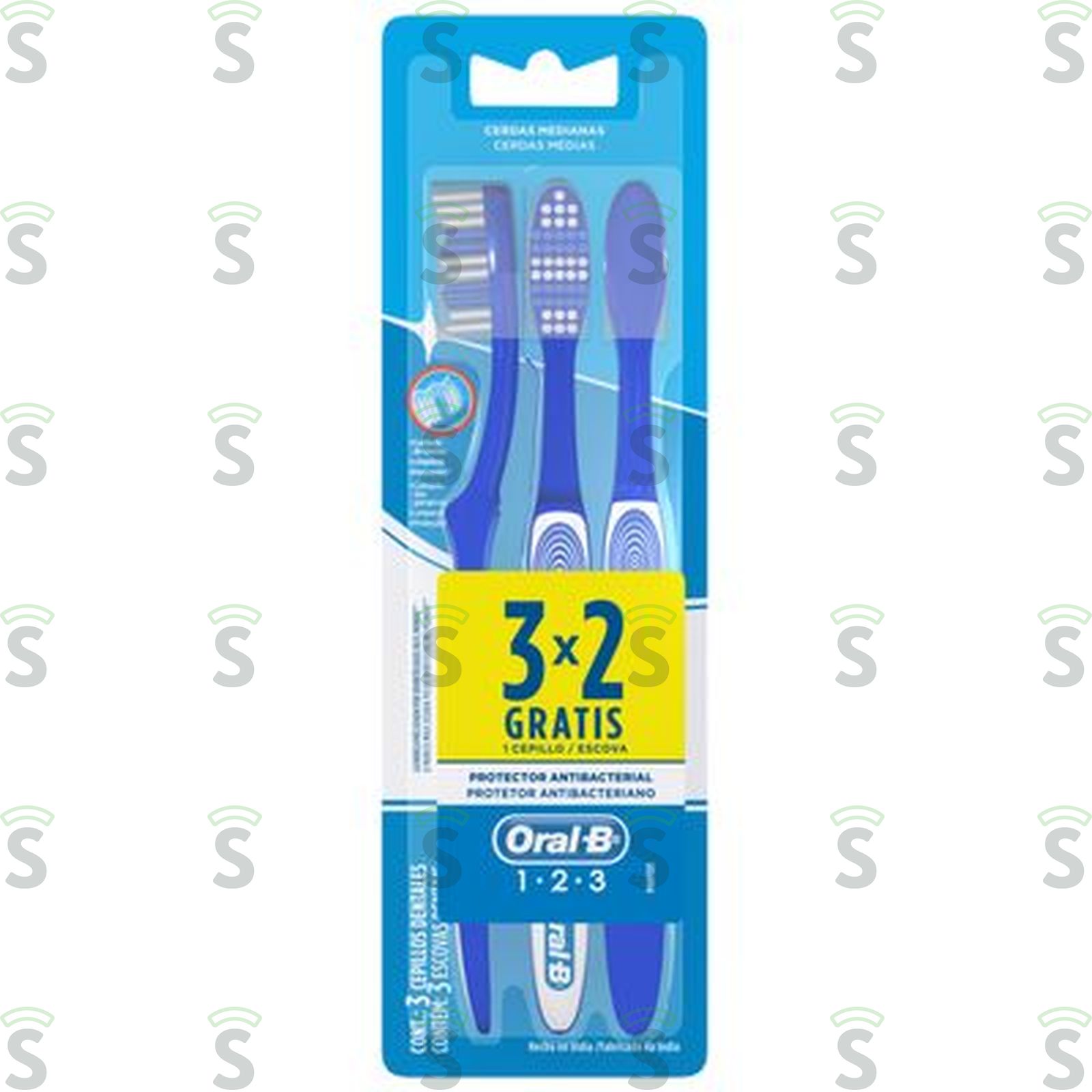Escova Dental Oral B Média 1 2 3 Embalagem Leve 3un Pague 2un