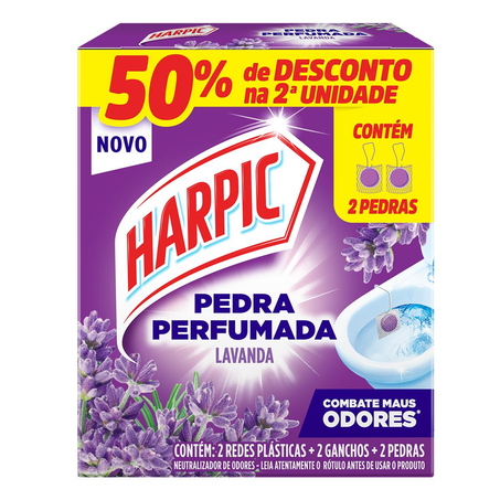 Conjunto Pedra Sanitária Harpic Lavanda - Com 2 Unidades - Com 50% de desconto na 2ª Unidade