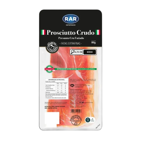 Prosciutto Crudo Presunto Cru Fatiado 80g