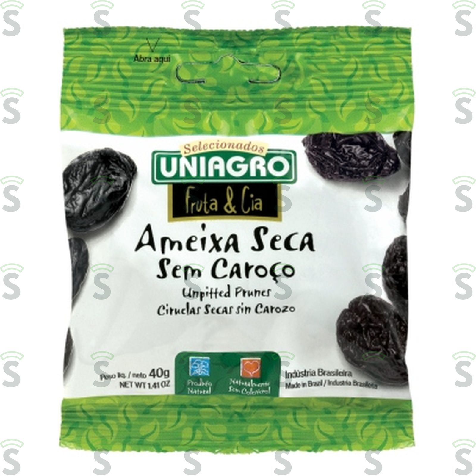 Ameixa Preta Seca Sem Caroço Uniagro Embalagem 40G