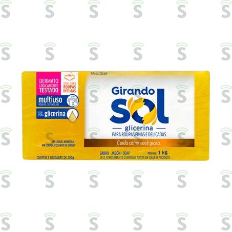  Sabão Em Barra Girando Sol Glicerina Embalagem 1kg