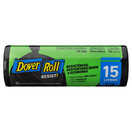 Saco para Lixo Dover Roll 15 Litros - Resist! - Com 40 Sacos
