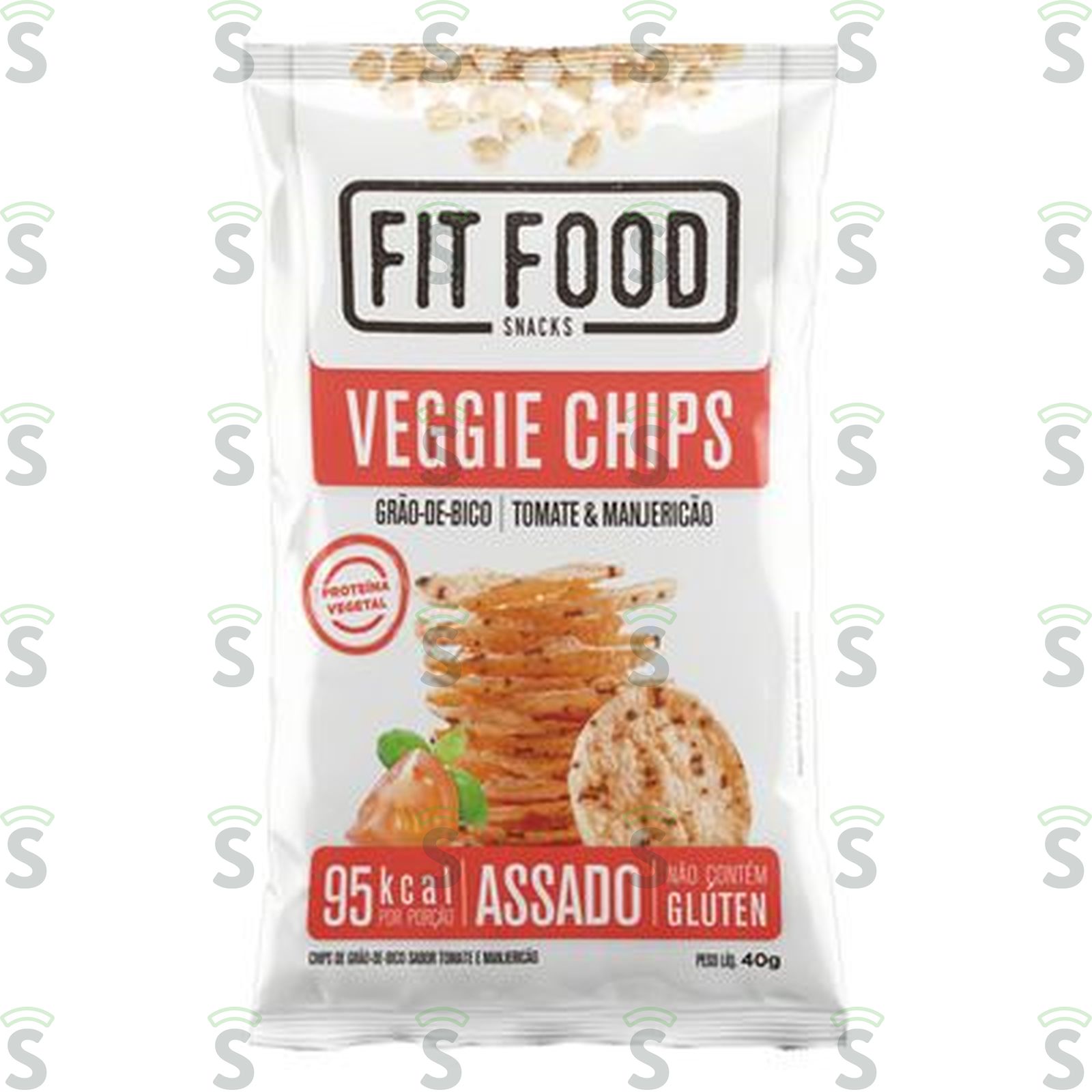 Snack Fit Food Veggie Chips Grão de Bico Sabor Tomate E Manjericão Embalagem 40G