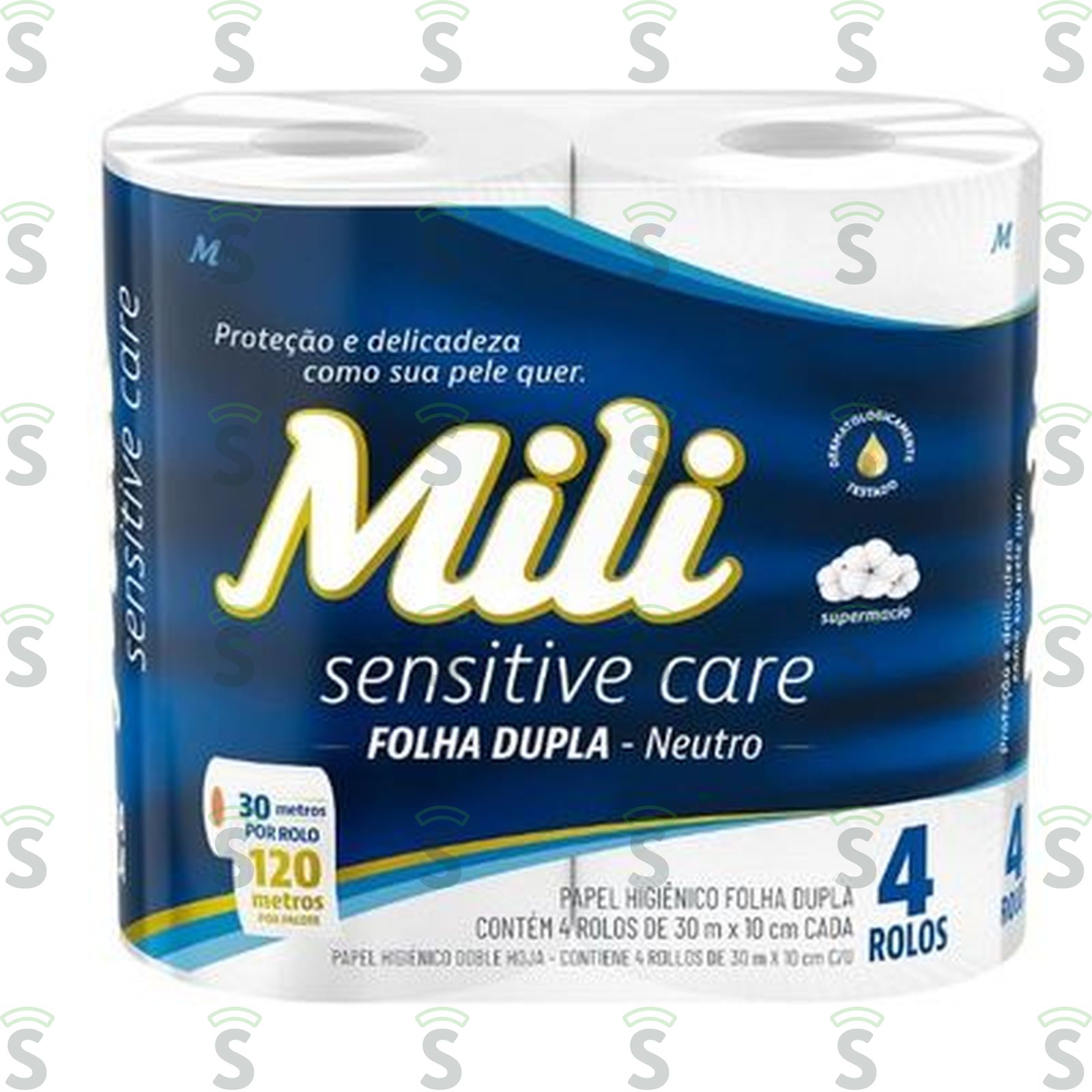 Papel Higiênico Mili Folha Dupla Neutro Pacote 4 Rolos 30m X 10cm