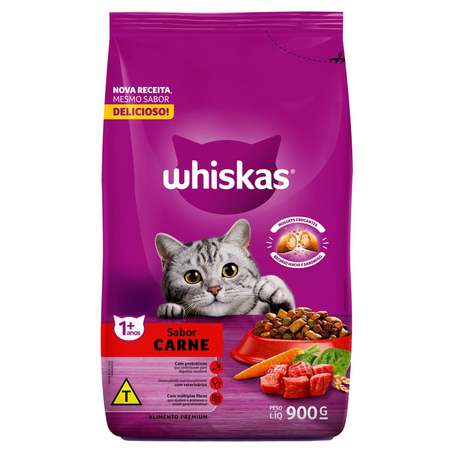Ração Whiskas 900g - Adultos - Carne