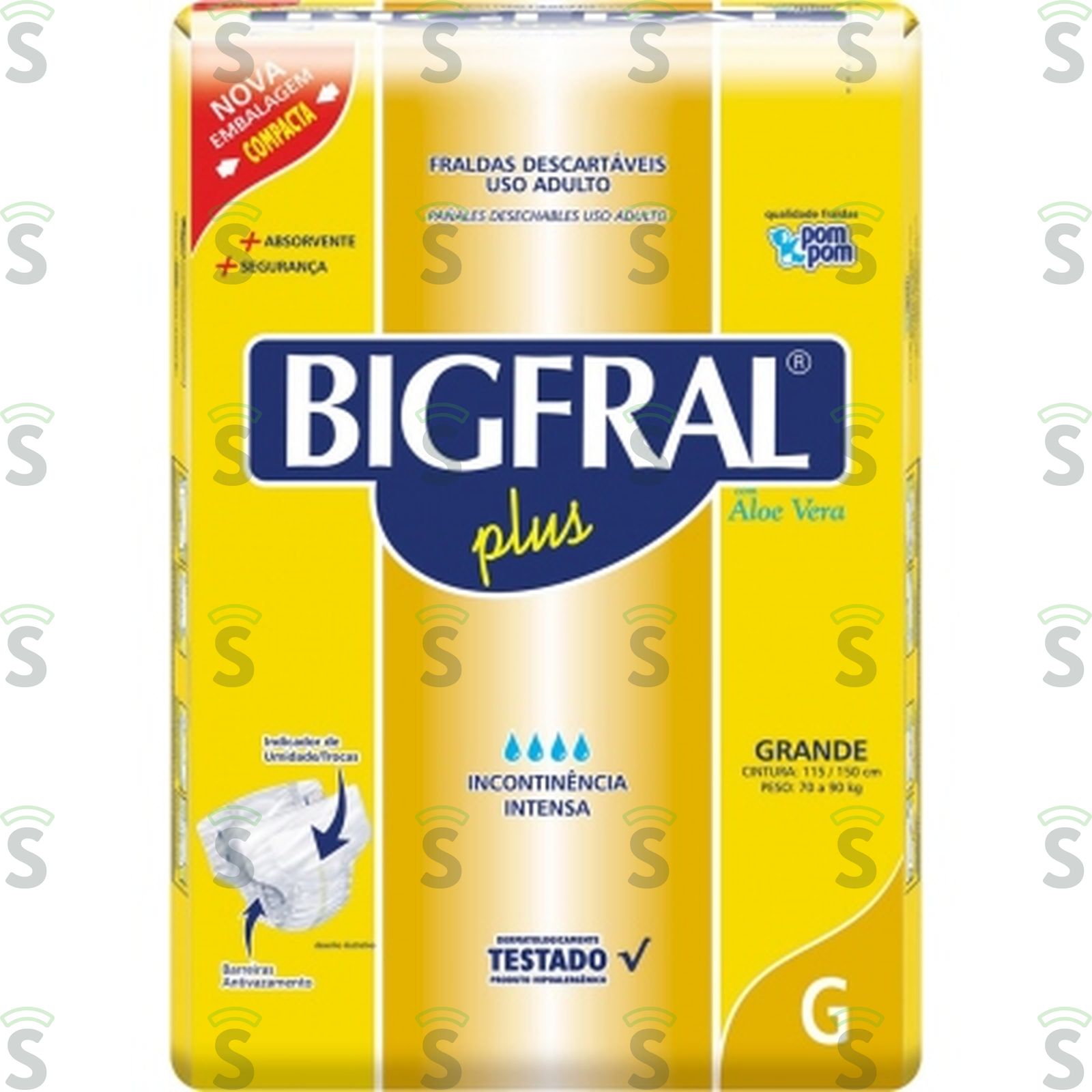 Fraldas Geriátricas Bigfral Plus Adulto G Pacote 8UN