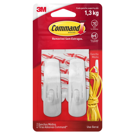 Gancho Command 3M Para Uso Geral - Retangular - Branco - Ref. H0001818113