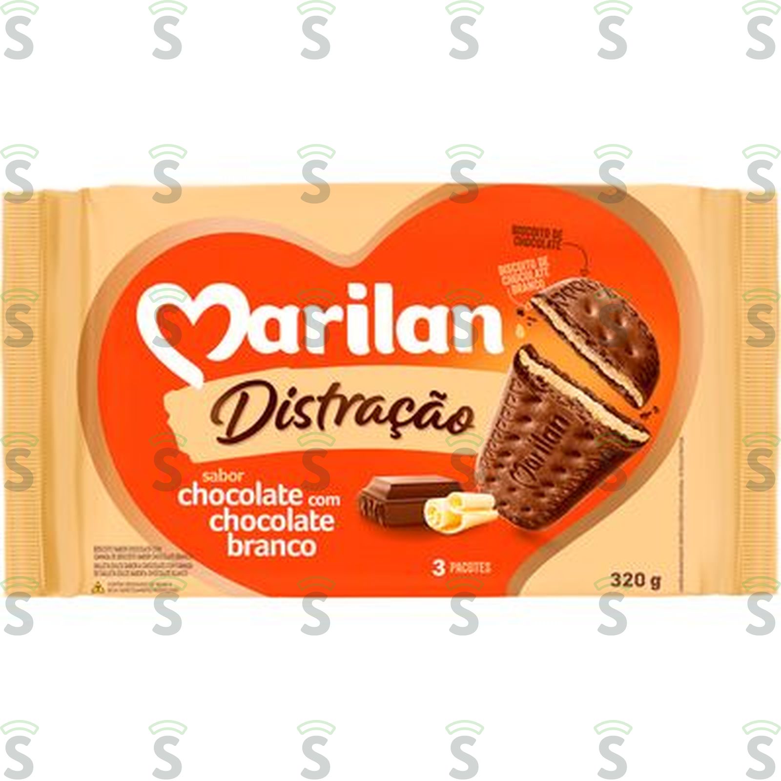 Biscoito Chocolate com Chocolate Branco Marilan Distração Pacote 320G