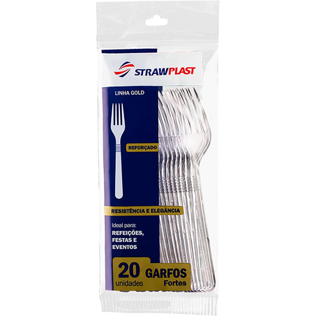 Garfo Strawplast Forte - Cristal - Com 20 Unidades