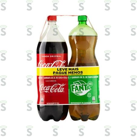 Refrigerante Coca Cola + Fanta Guaraná Petitros 2lt