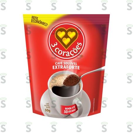  Café Solúvel 3 Corações Extra Forte 50g