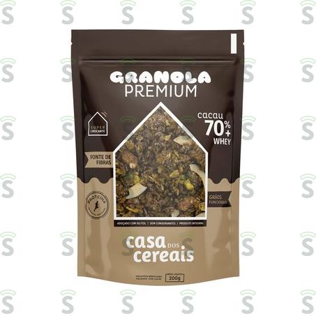  Granola Com Whey Protein Cacau 70% Casa Dos Cereais Premium Pouch 200g