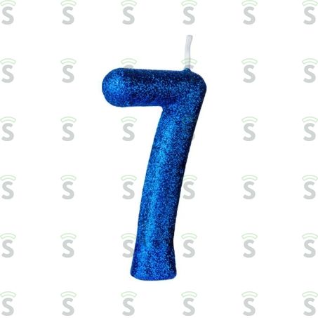  Vela de Aniversário Regina Cintilante Azul N7 1un