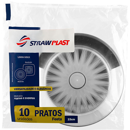 Prato Strawplast Tam. 15cm - Redondo - Cristal - Com 10 Pratos