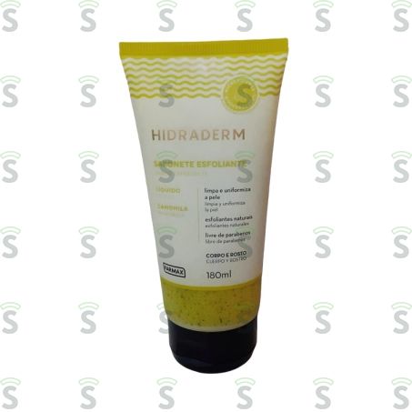  Sabonete Líquido Farmax Esfoliante Corporal e Facial Camomila Hidraderm Squeeze 180ml