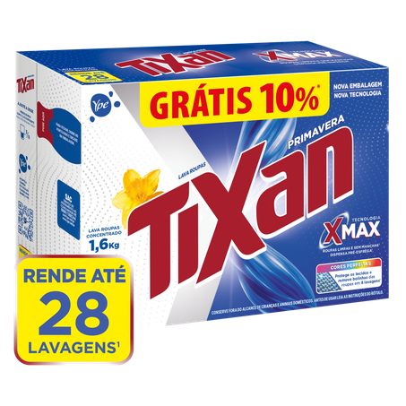 LAVA ROUPAS EM PÓ TIXAN PRIMAVERA CAIXA 1,6KG GRATIS 10%