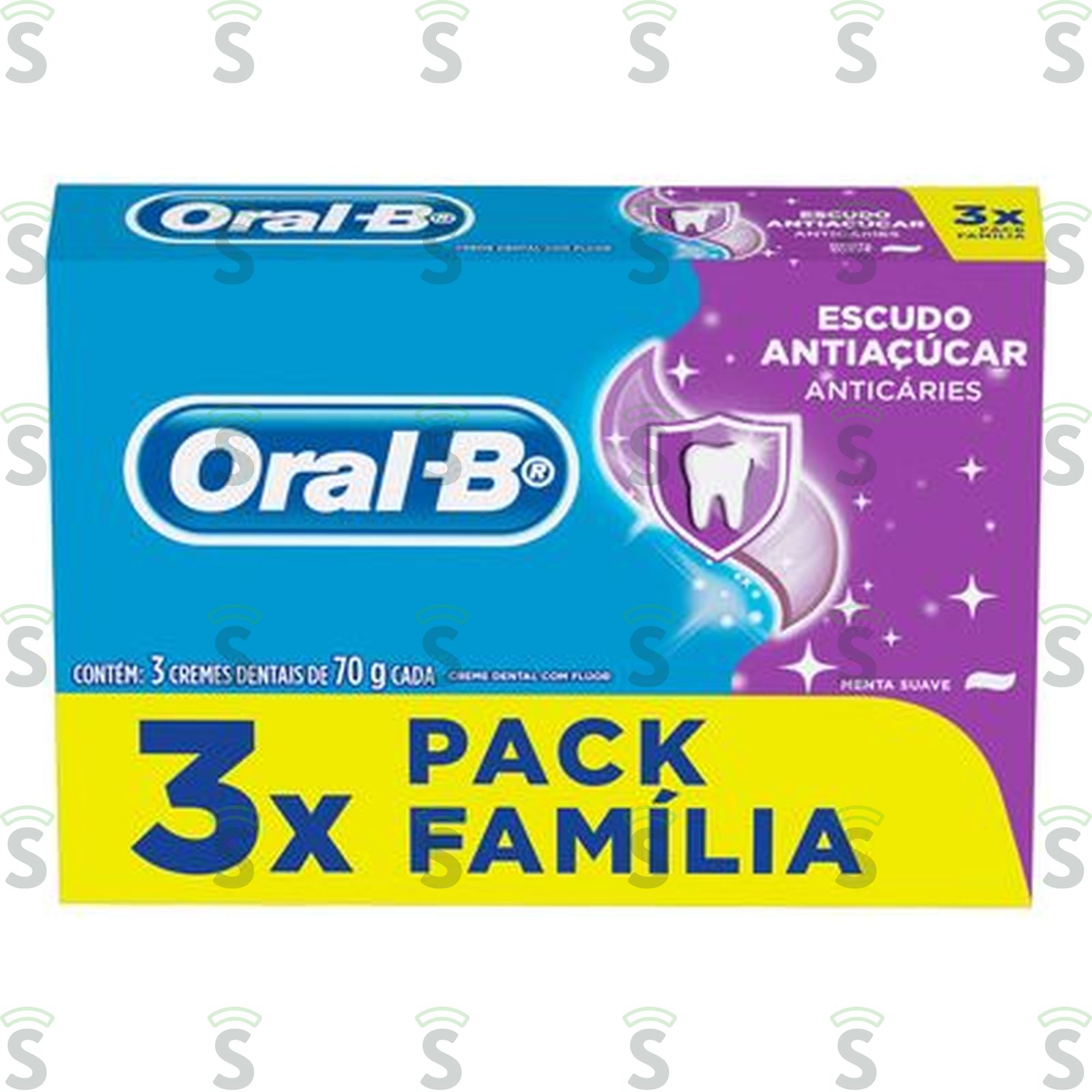 Creme Dental Menta Suave Oral-b Escudo Antiaçúcar Caixa com 3un - 210gr