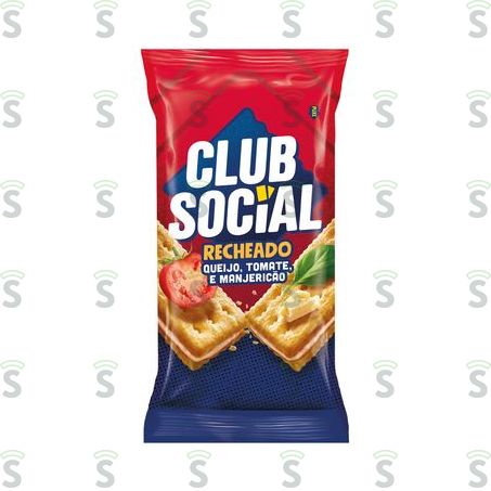  Biscoito Salgado Recheado Club Social Queijo/tomate e Manjericão Pacote 106g
