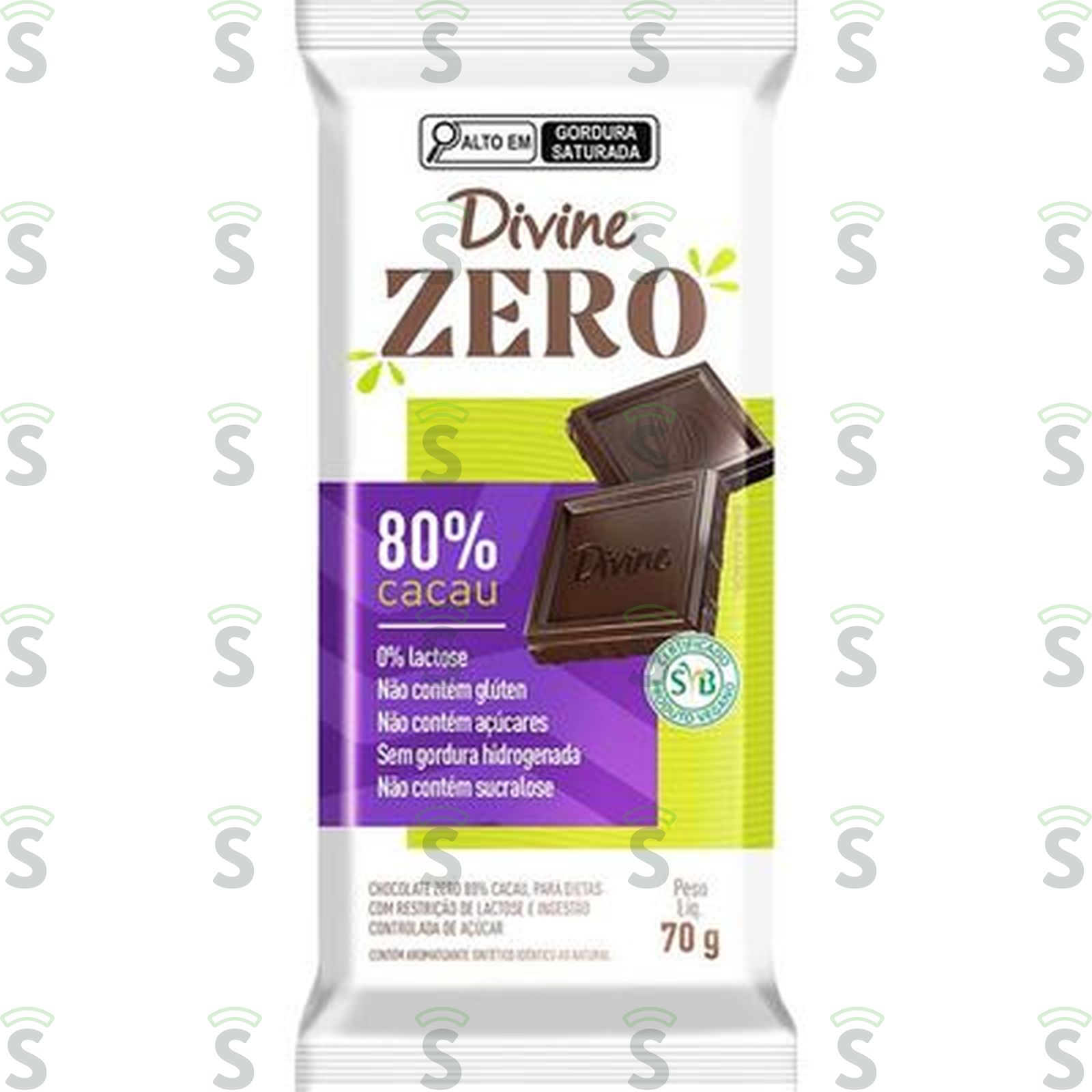 CHOC ZERO DIVNE 70G AMARGO 80%