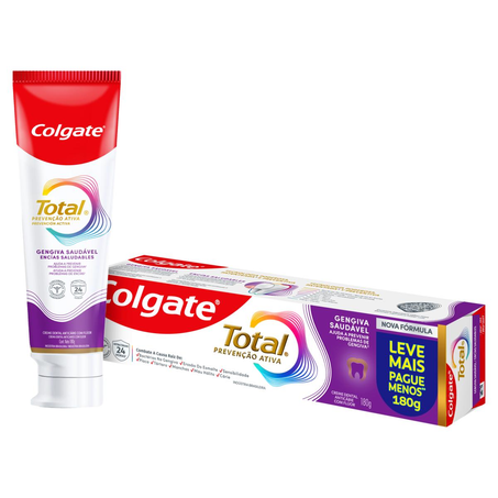 Creme Dental Colgate 180g - Total 12 - Gengiva Reforçada - Preço Especial