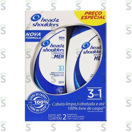  Kit Shampoo Anticaspa 200ml Cada Head & Shoulders Men Caixa Com 2un - 400ml