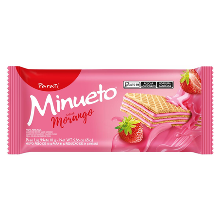 Biscoito Wafer Minueto 81g - Morango