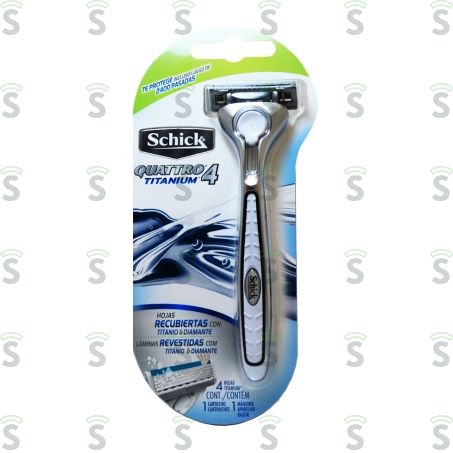  Aparelho de Barbear Descartável Schick Quattro Titanium Embalagemidade 1un
