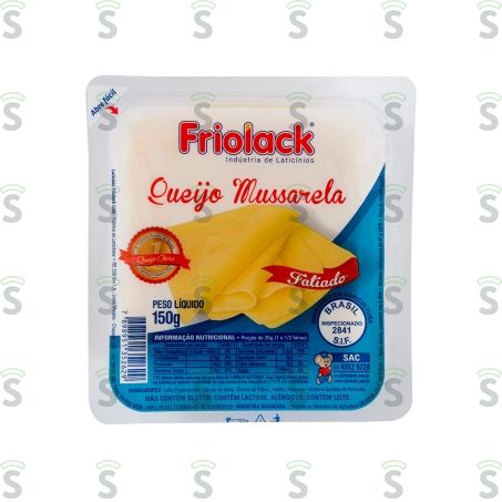  Queijo Friolack Fatiado. Mussarela 150g