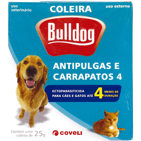 Coleira para Cães e Gatos Bulldog 25g - Antipulgas e Carrapatos