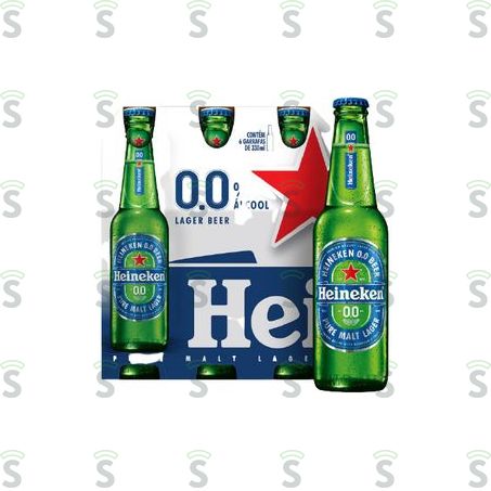  Cerveja Lager Heineken Premium Puro Malte Sem Álcool Garrafa 330ml - Pacote Com 6un - 1.9lt