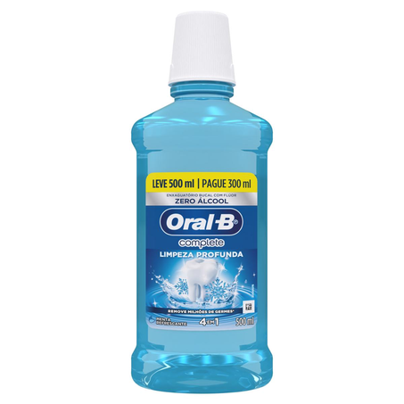 Antisséptico Bucal Oral-B Leve 500ml, Pague 300ml - Complete - Menta