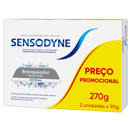 Creme Dental Sensodyne 90g - Branqueador - Com 3 Cremes