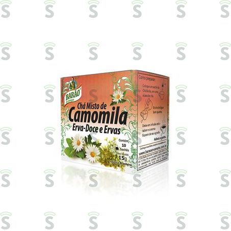  Chá Misto Barão Camomila, Erva Doce e Ervas Embalagem 15g