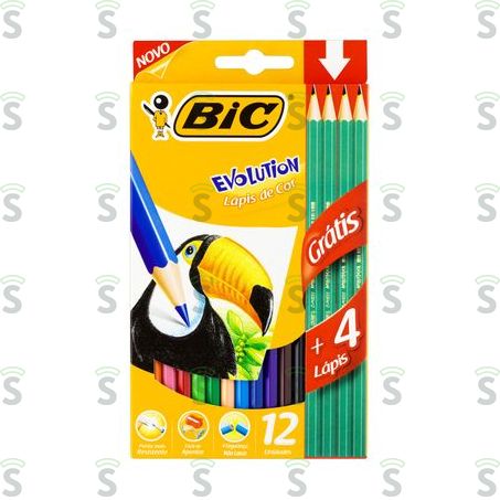  Lápis de Cor Bic Evolution 12 Unidades Grátisápis 4lt