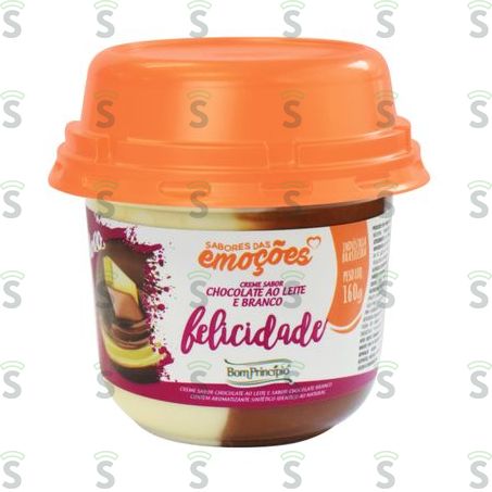 Creme Bom Princípio Sabor Chocolate Ao Leite e Sabor Chocolate Branco Pote 160gr