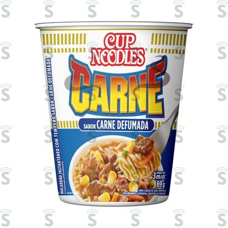  Macarrão Instantâneo Nissin Cup Noodles Carne Defumada Bandeja 69gr