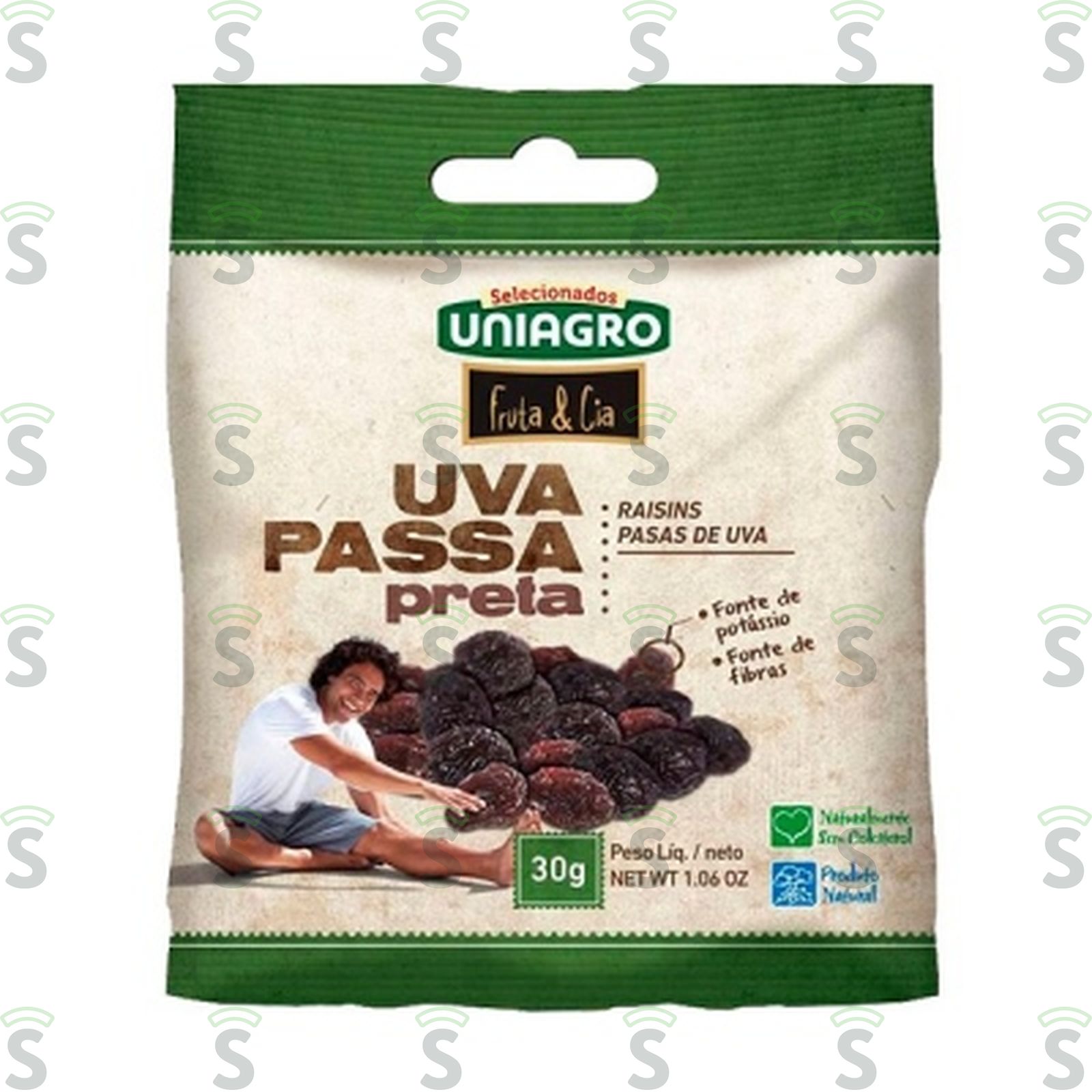 Uva Passas Preta Uniagro Sem Caroço Sachê 30G