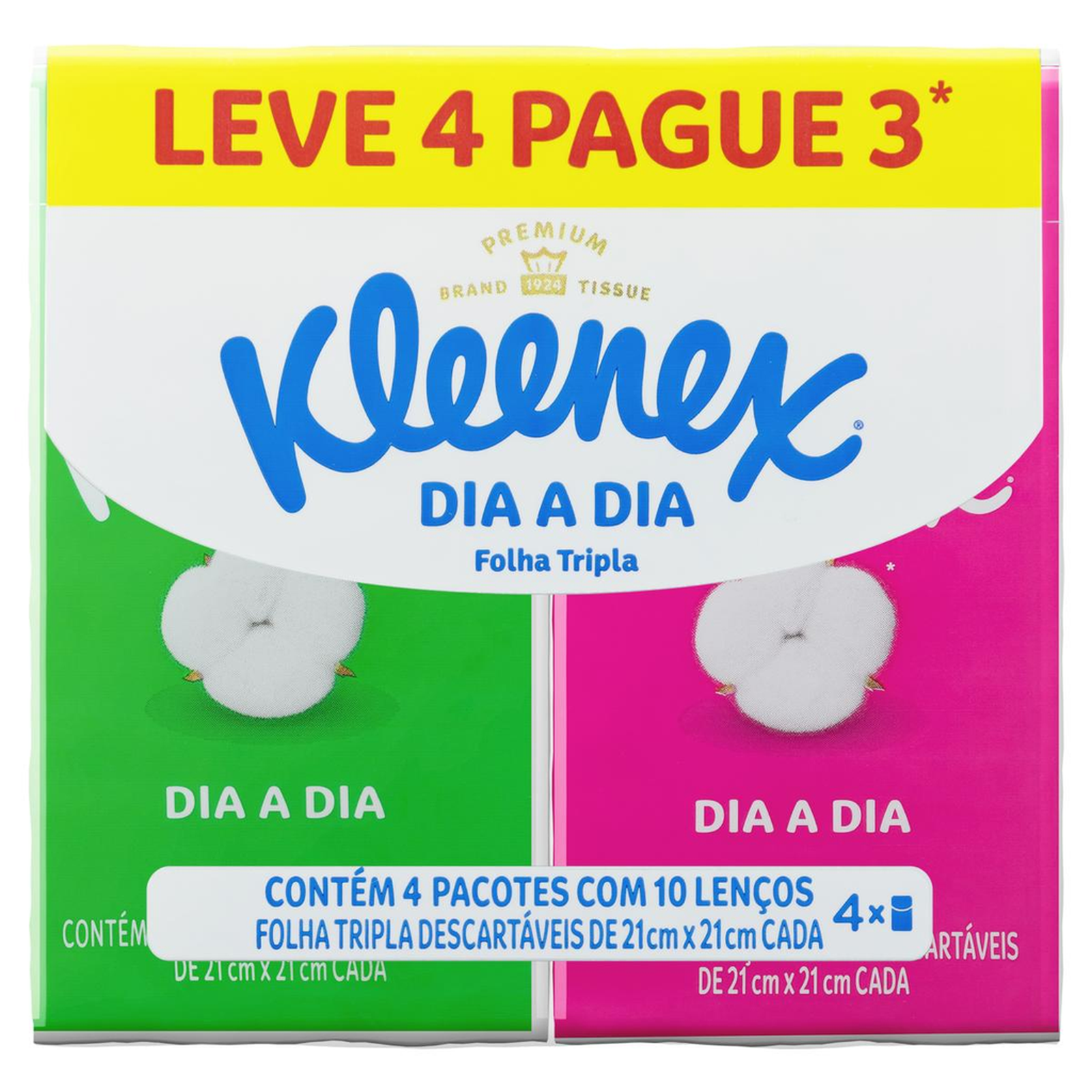 Lenço Descartável Kleenex Com 10 Lenços - Leve 4, Pague 3