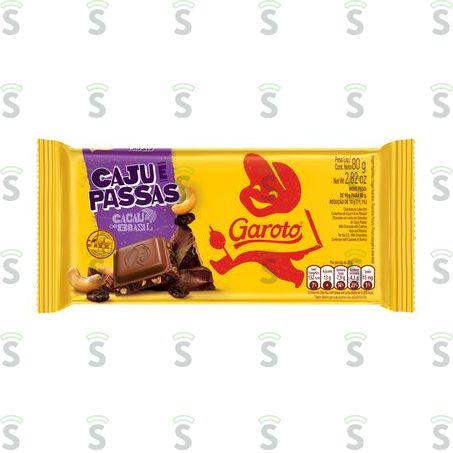  Garoto-chocolate 80g Caju Passas